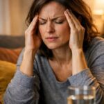 Woman experiencing severe headache and dizziness highlighting early warning signs of neurological and brain conditions.